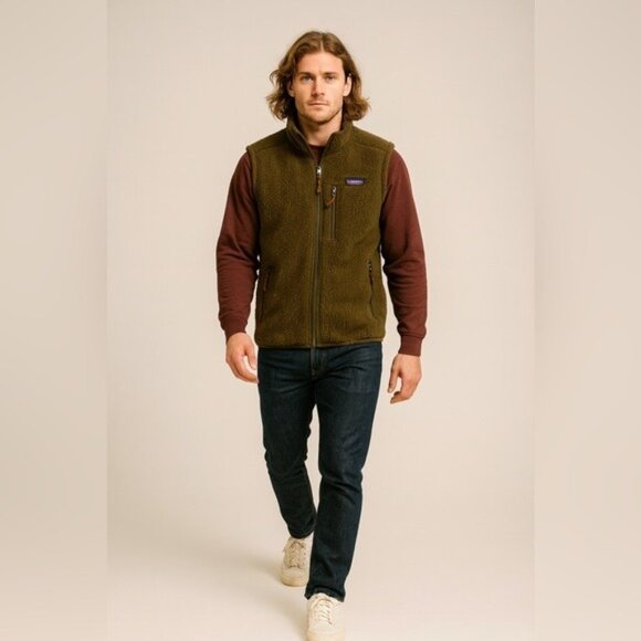 Patagonia Men’s Retro Pile Fleece Vest Medium Natural Warm Zip-Up Layer - Picture 1 of 9